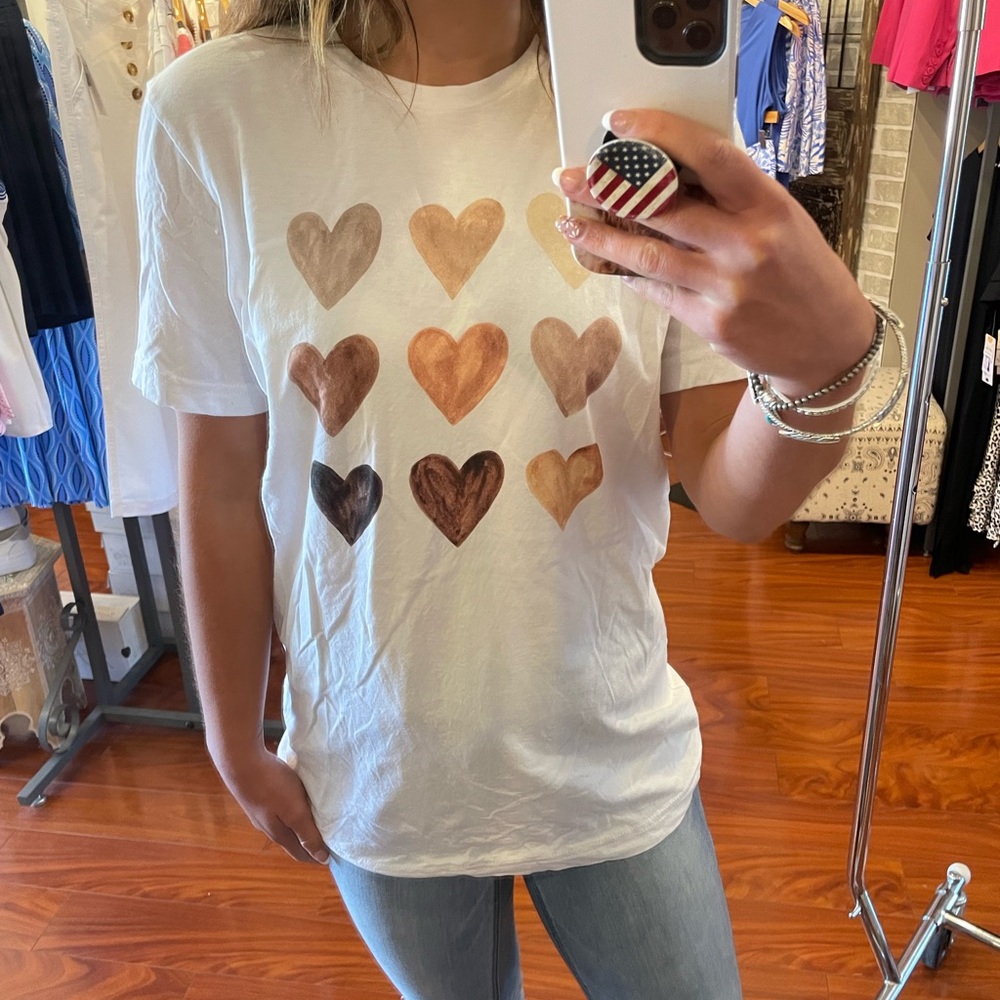 White T-Shirt with Heart Design